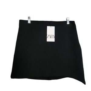 Zara Black Spiked Hem Mini Skirt Women's L Preppy Minimalist